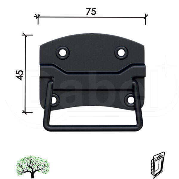 Ručka za sanduk RK1 CRNA 75MM DBP1 - Slika 1