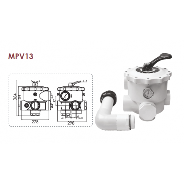 Šestopoložajni ventili Emaux za filtere 4" - Slika 4