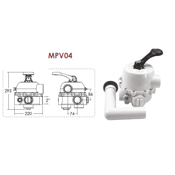 Šestopoložajni ventili Emaux za filtere 6/4" - Slika 3
