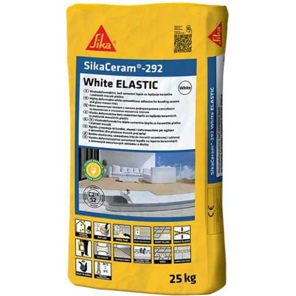 SikaCeram 292 White Elastic 25kg Profesionalni elastični beli lepak za pločice - Slika 1