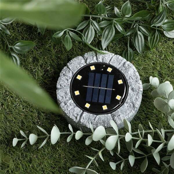 Solarna lampa baštenska kamen sivi LED Entac - Slika 2