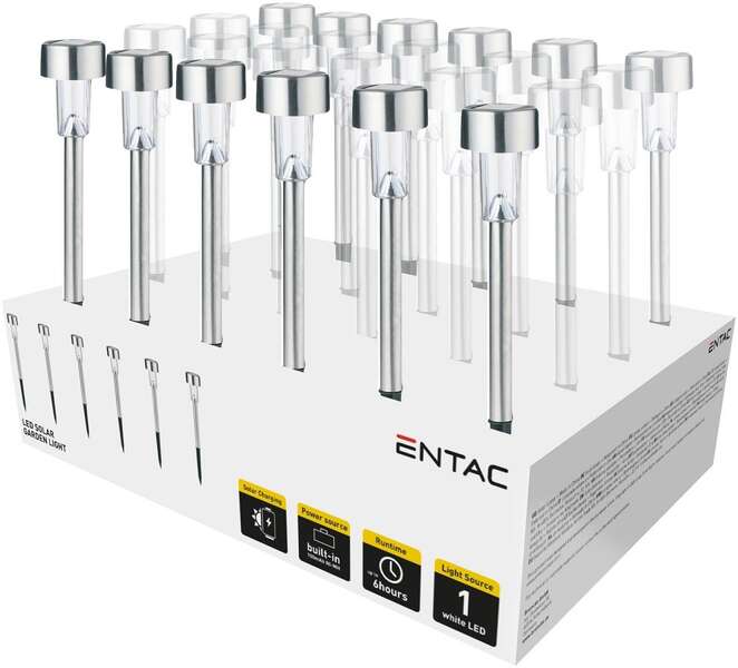 Solarna lampa baštenska LED 36cm metalik IP44 Entac - Slika 2