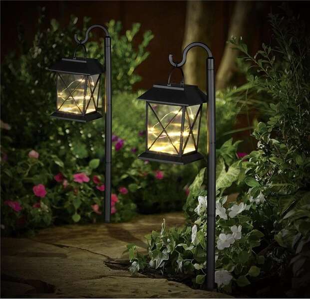 Solarna lampa baštenska LED 42.5cm crna Entac - Slika 2