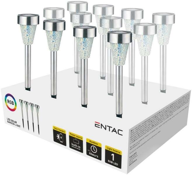 Solarna lampa baštenska mozaik LED 40cm metalik Entac - Slika 2