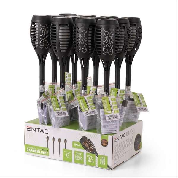 Solarna lampa baštenska plamen LED 48cm crna Entac - Slika 2