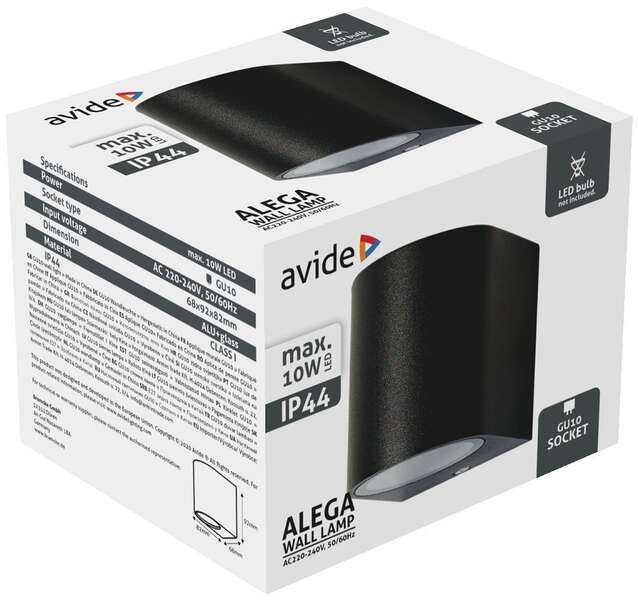 Spoljna zidna lampa Alega 1xGU10 IP44 Crna - Slika 2