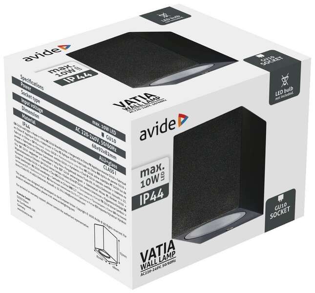 Spoljna zidna lampa Vatia 1xGU10 IP44 Crna - Slika 2