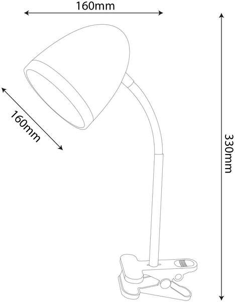 Stona lampa Clip bela E27 15W Avide - Slika 2