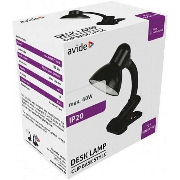 Stona lampa Clip crna E27 60W Avide - Slika 2