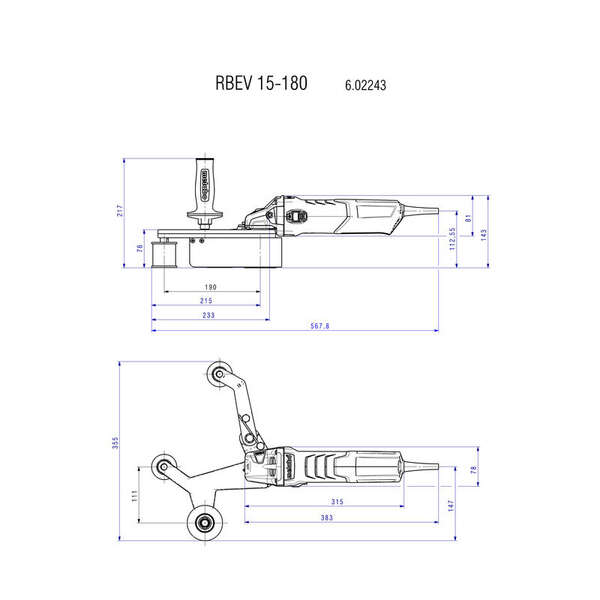 Tračna brusilica za cevi RBE 15-180 SET Metabo - Slika 2