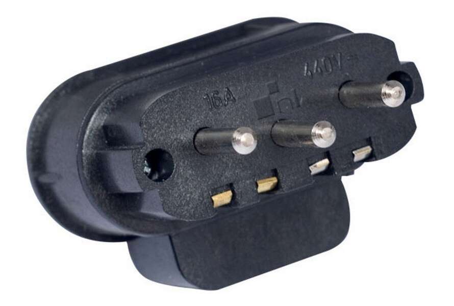 Tropolni utikač polikarbonatni kosi 3P+2 crni NL - Slika 1