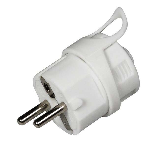 Utikač šuko ravni 16A 250V beli - Slika 1