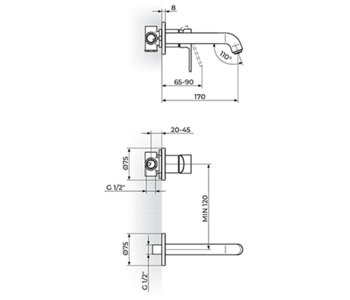 Uzidna baterija za lavabo 231402G - Slika 2
