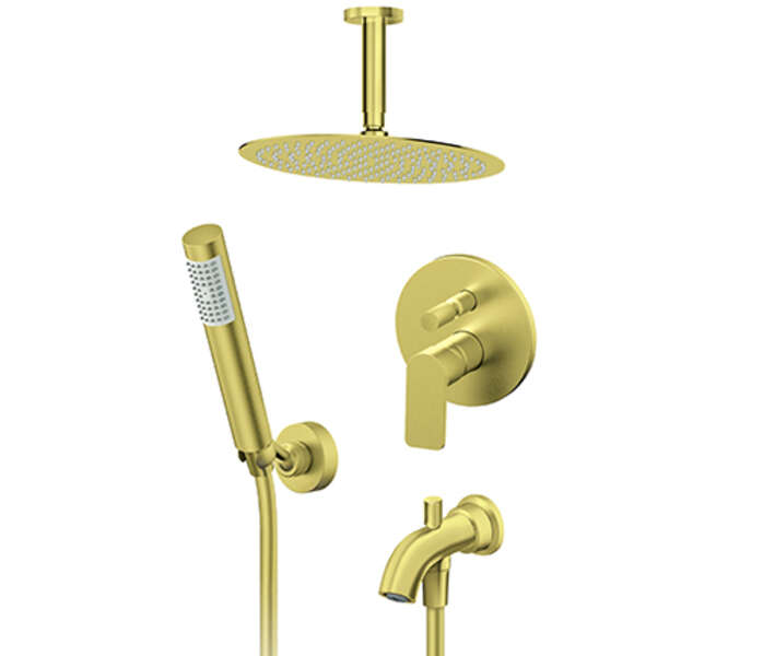 Uzidna baterija za tuš kadu sa izlivom, plafonskim tušem 250mm i ručnim tušem 231703G - Slika 1