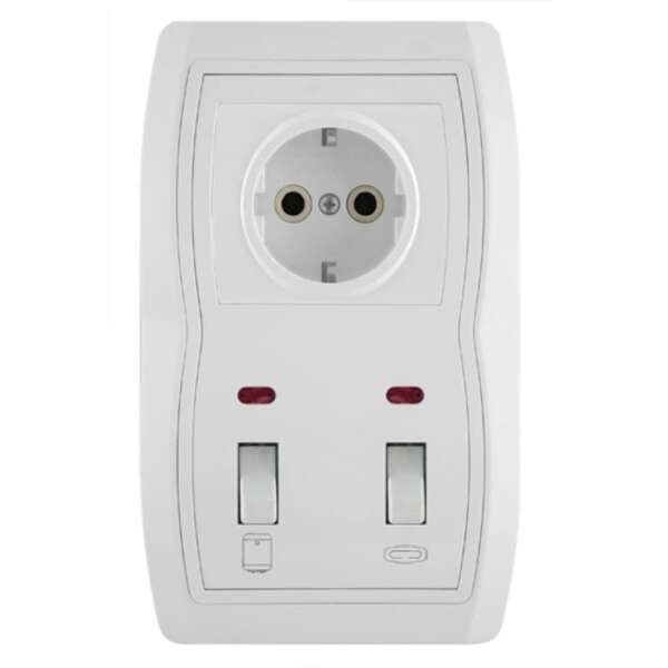 Vertikalna sklopka za kupatilo 16AX/250V (keramika), sa dvopolnom priključnicom 16A/250V (keramika)  Status - Slika 1