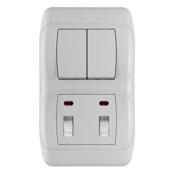 Vertikalna sklopka za kupatilo 16AX/250V (keramika) sa serij. sklopkom 10AX/16AX/250V (plastika) Royal - Slika 1