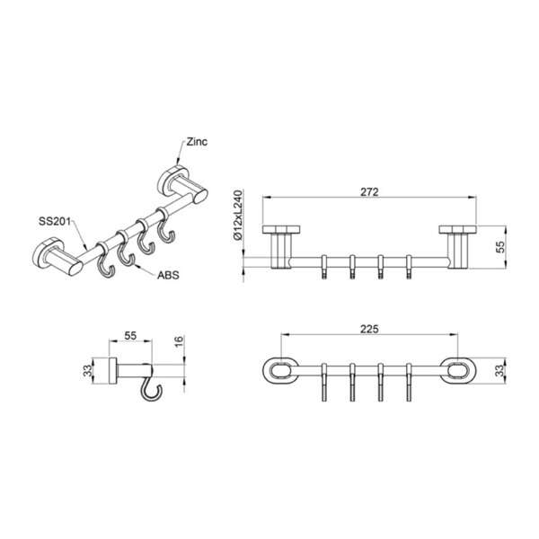 Vešalica 4-kuke ENJOY LINNI - Slika 3