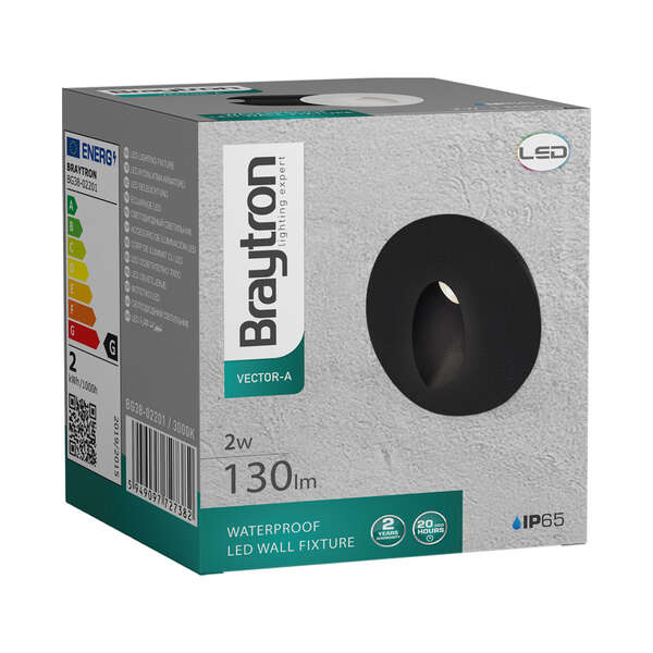 Zidna baštenska svetiljka okrugla crna 2W 3000K IP65 - Slika 3