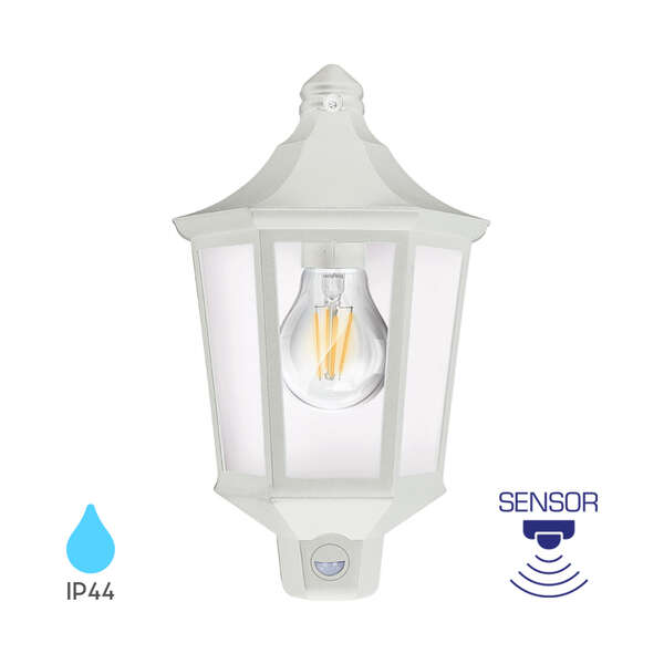 Zidna baštenska svetiljka sa senzorom, bela E27 IP44 - Slika 5
