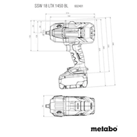 Aku udarni zavrtač 2x5,5Ah SSW 18 LTX 1450 BL 18V Metabo - Slika 2