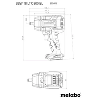 Aku udarni zavrtač 2x5,5Ah SSW 18 LTX 800 BL LiHD Metabo - Slika 7