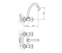 Baterija za sudoperu - lavabo izliv 130mm - J KLASIK K03113 - Slika 2