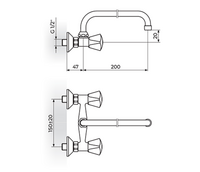 Baterija za sudoperu - lavabo izliv 200mm - U KLASIK K03101 - Slika 2