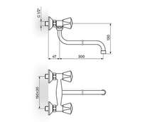 Baterija za sudoperu - lavabo izliv 300mm - S KLASIK K01130 - Slika 2