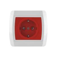 Dvopolna priključnica 16A/250V, 2P+E, zaštita od dodira, crvena, plastika Status