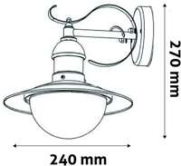 Fenjer zidna lampa Imperial 1xE27 IP44 Antik-Bela - Slika 2