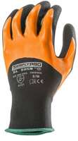 Glove polyester black with orange/black nitrile double coating -