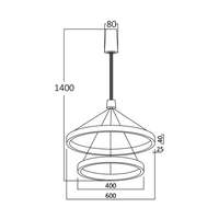 Led visilica, okrugla crna, 65W-3U1 - Slika 4