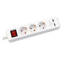 Produžni kabl 2xUSB 3g H05VV-F 3x1.0 beli -