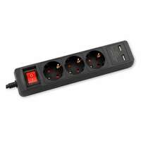 Produžni kabl 2xUSB 3g H05VV-F 3x1.0 crni -