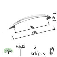 Ručica za nameštaj C41 NI-BNI 96/126/24MM (2KOM) M4X22MM DBP2