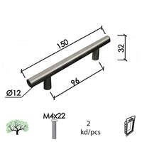 Ručica za nameštaj C90 INOX 96/150/32/FI12MM (2KOM) M4X22MM DBP2