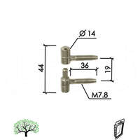 Šarka uvrtna za vrata SP9030 HR 14MM DP1