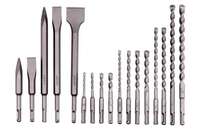 Set 17 kom. SDS-Plus spiralnih burgija,  dleta i špiceva u aluminijumskom koferu - Slika 2