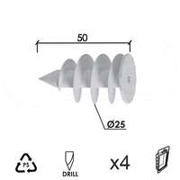 Tipl za stiropor S BELA FI25X50MM (4KOM) DP1