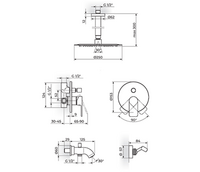 Uzidna baterija za tuš kadu sa izlivom, plafonskim tušem 250mm i ručnim tušem 231703G - Slika 2