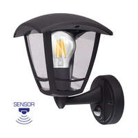 Zidna baštenska svetiljka sa senzorom, crna E27-IP44 - Slika 1