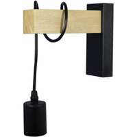 Zidna lampa Madeline 1xE27 IP20 crna-hrast